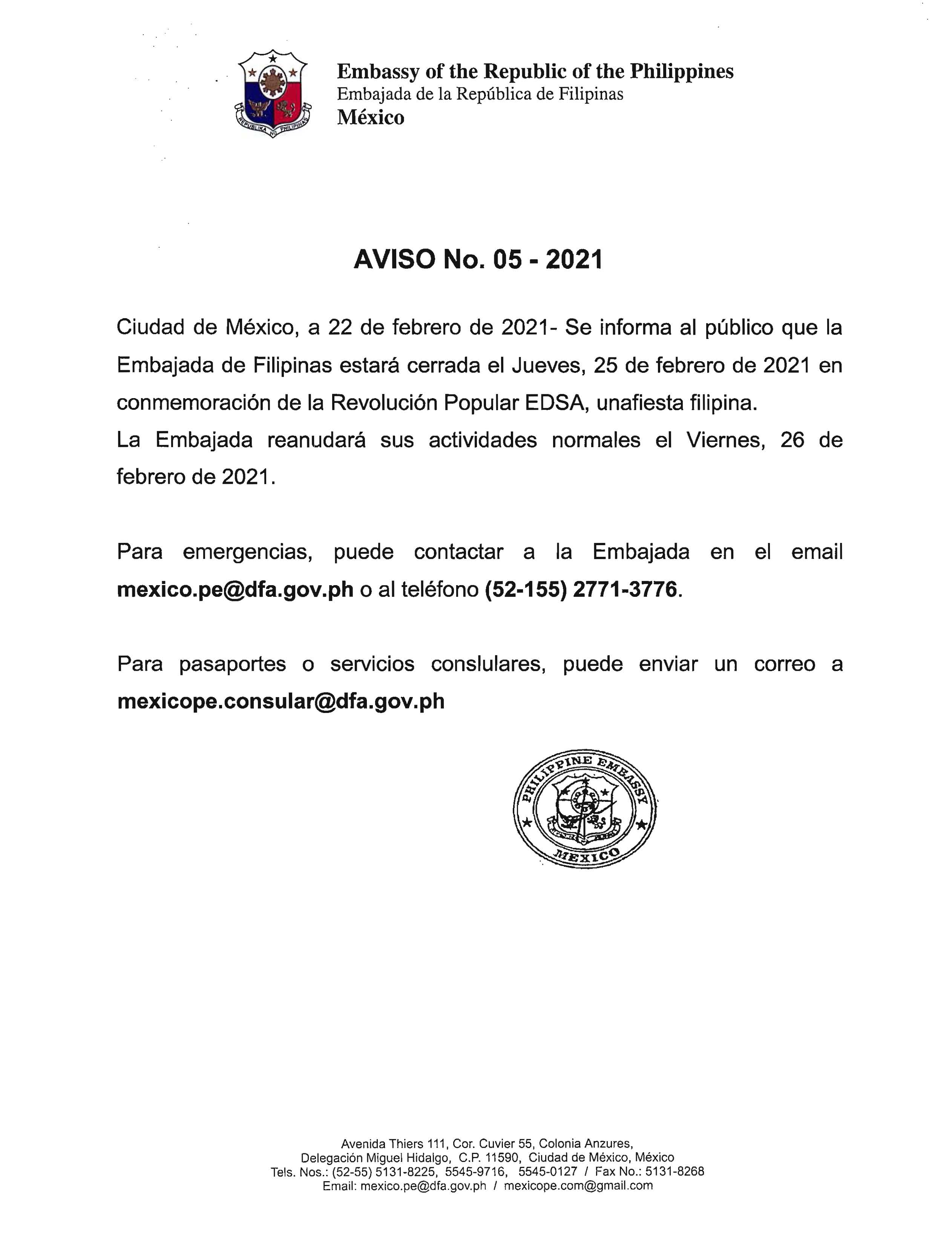 AVISO No05 2021