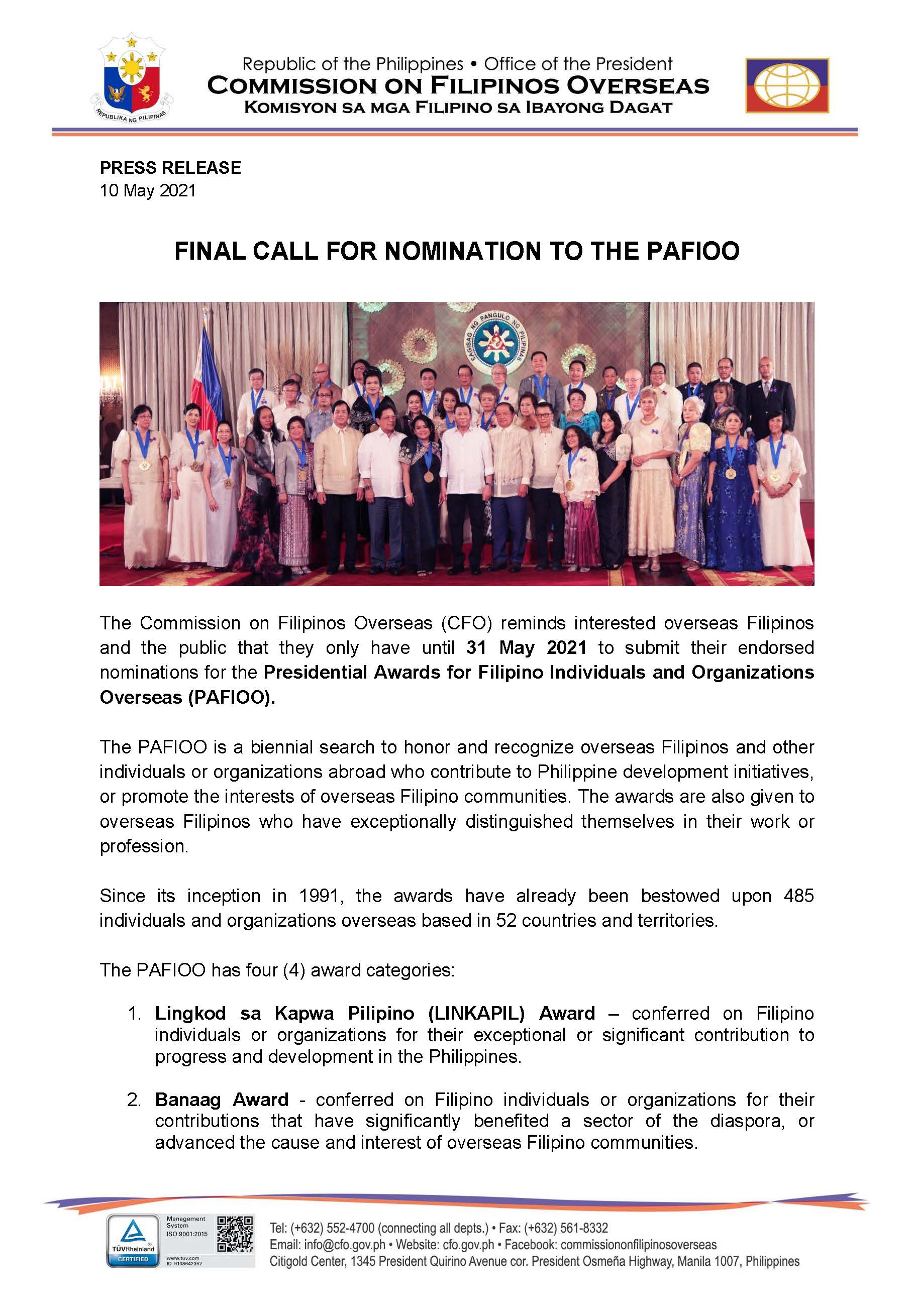 PAFIOO PR Final Call for Nomination Page 1