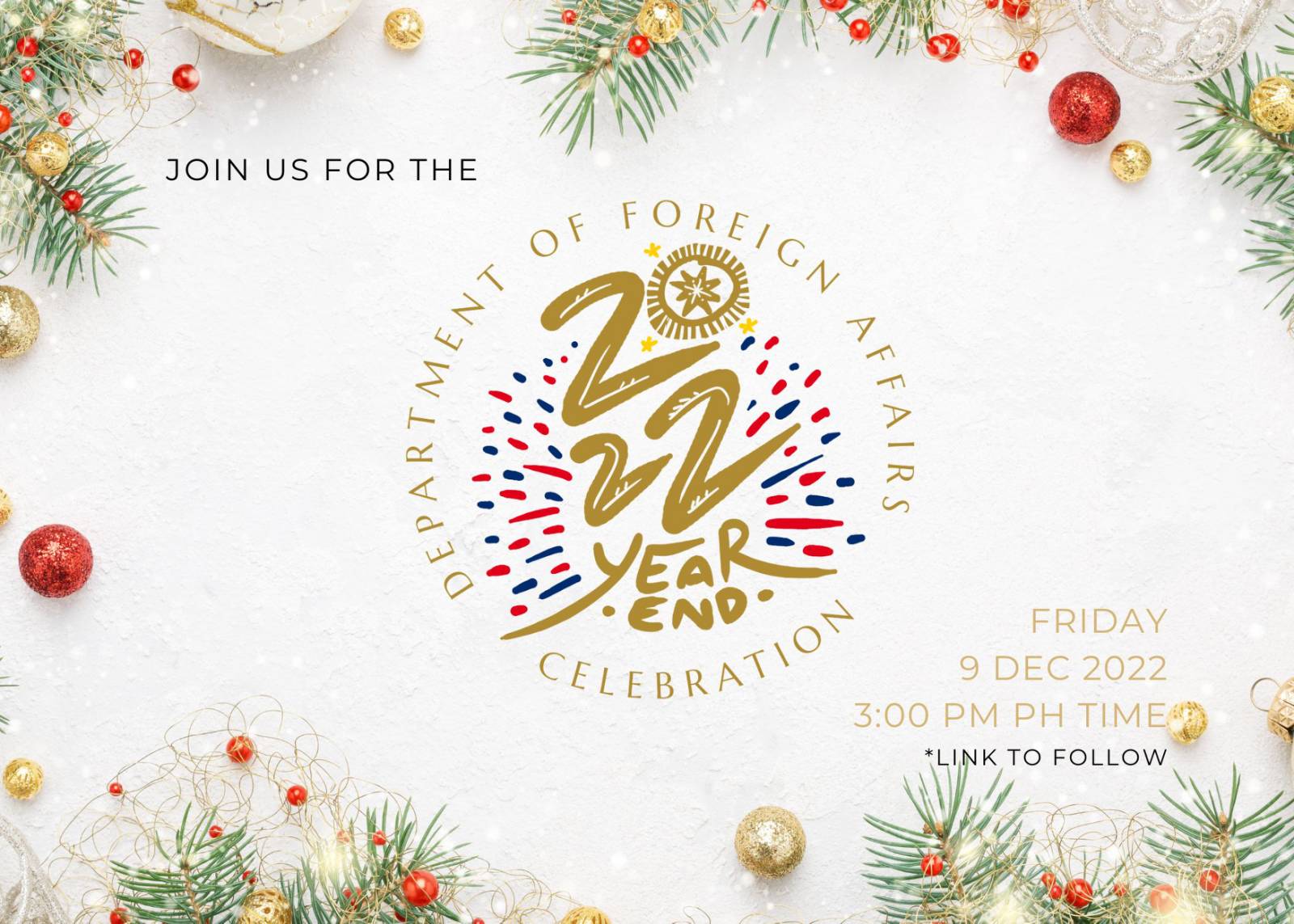 e invite for the DFA Year end Celebration 2022