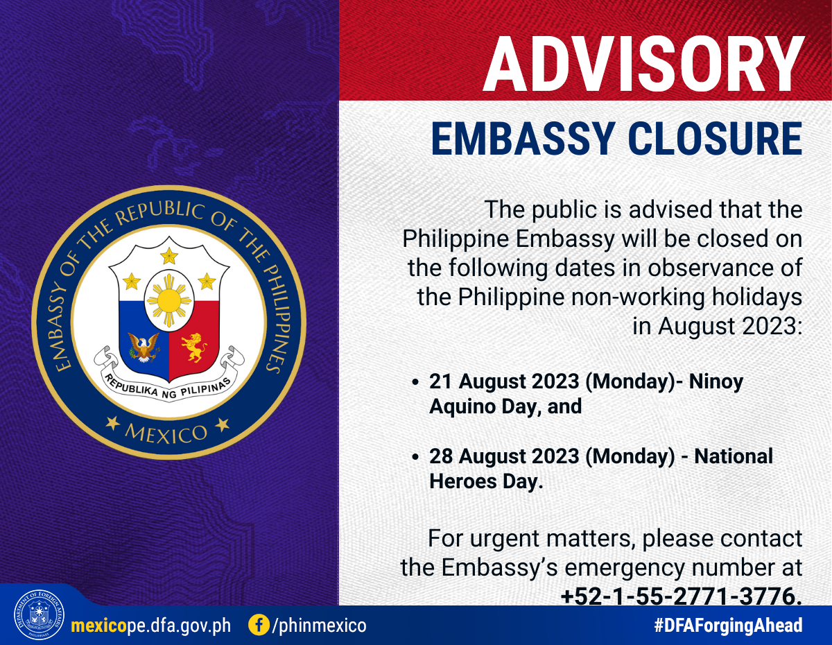 Notice of Embassy Closure August 2023