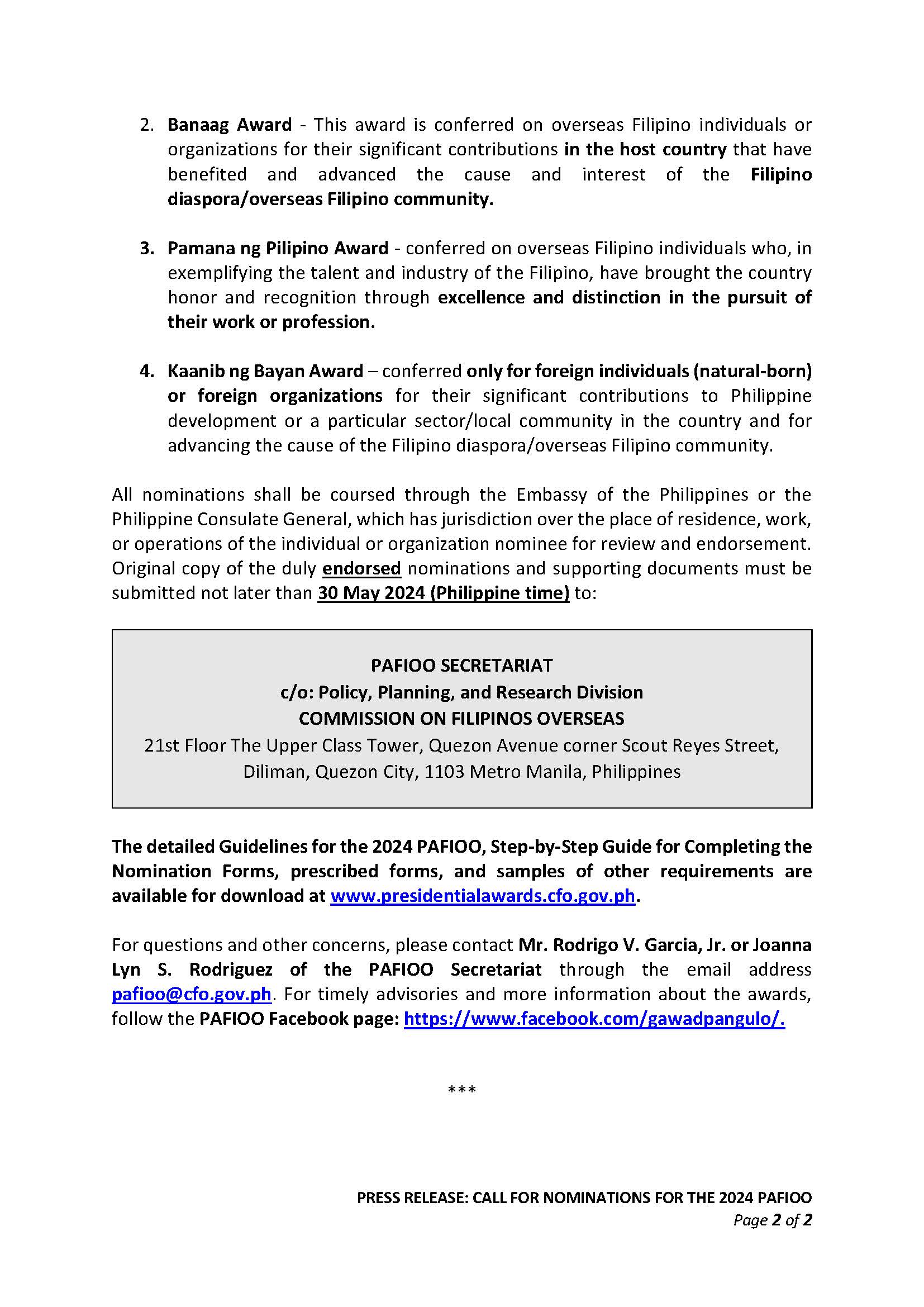 Press Release Call for Nominations for the 2024 PAFIOO Page 2
