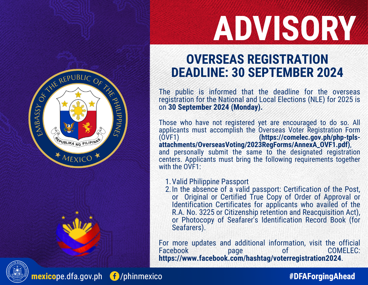 Advisory Deadline of the OV Registration