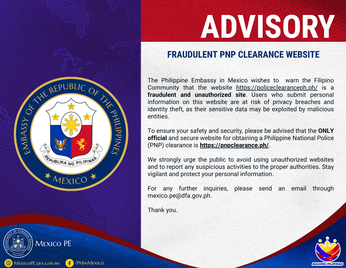 PNP Fraudulent Website Advisory